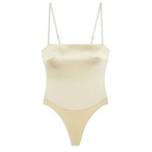 Daniele Bernstein Weworewhat Strappy Bodysuit In Creme Brulee In Beige ModeSens